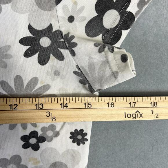 Vintage 90s Charlotte Russe Floral Button Up Top Womens XS* White Gray Collared - Picture 5 of 6